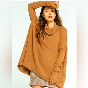 NWT FREE PEOPLE JUICY LONG SLEEVE WAFFLEKNIT TOP CANYON MOON LARGE